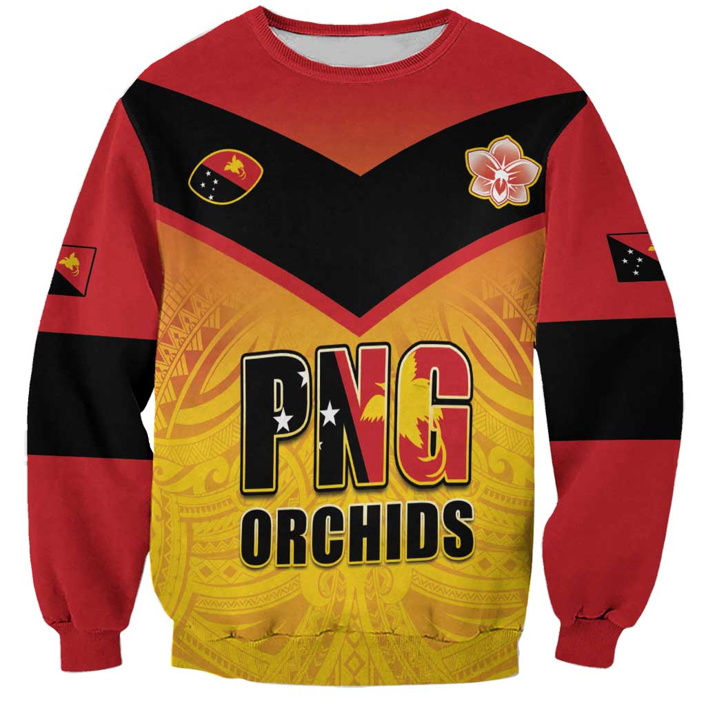 Papua New Guinea Rugby Custom Sweatshirt Go Orchids Pacific Champions LT05 Unisex Yellow - Polynesian Pride