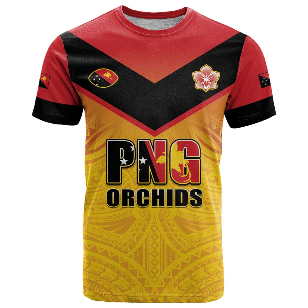 Papua New Guinea Rugby Custom T Shirt Go Orchids Pacific Champions LT05 Yellow - Polynesian Pride