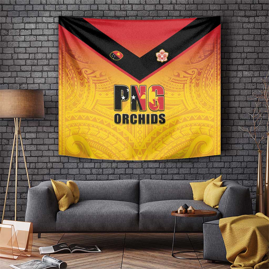 Papua New Guinea Rugby Tapestry Go Orchids Pacific Champions LT05 Yellow - Polynesian Pride
