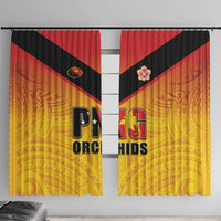 Papua New Guinea Rugby Window Curtain Go Orchids Pacific Champions LT05 With Hooks Yellow - Polynesian Pride