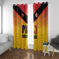 Papua New Guinea Rugby Window Curtain Go Orchids Pacific Champions LT05 With Grommets Yellow - Polynesian Pride