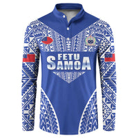 Fetu Samoa Rugby Custom Button Sweatshirt Go Champions LT05 Blue - Polynesian Pride