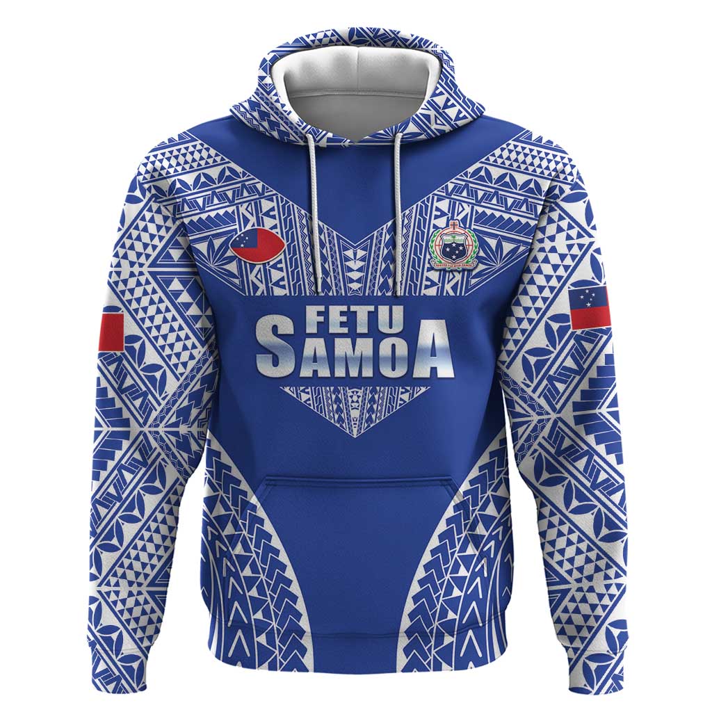 Fetu Samoa Rugby Custom Hoodie Go Champions LT05 Pullover Hoodie Blue - Polynesian Pride