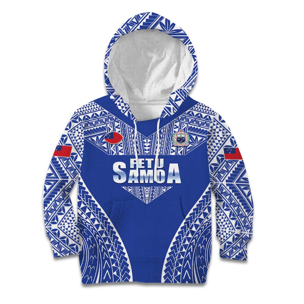 Fetu Samoa Rugby Custom Kid Hoodie Go Champions LT05 Hoodie Blue - Polynesian Pride