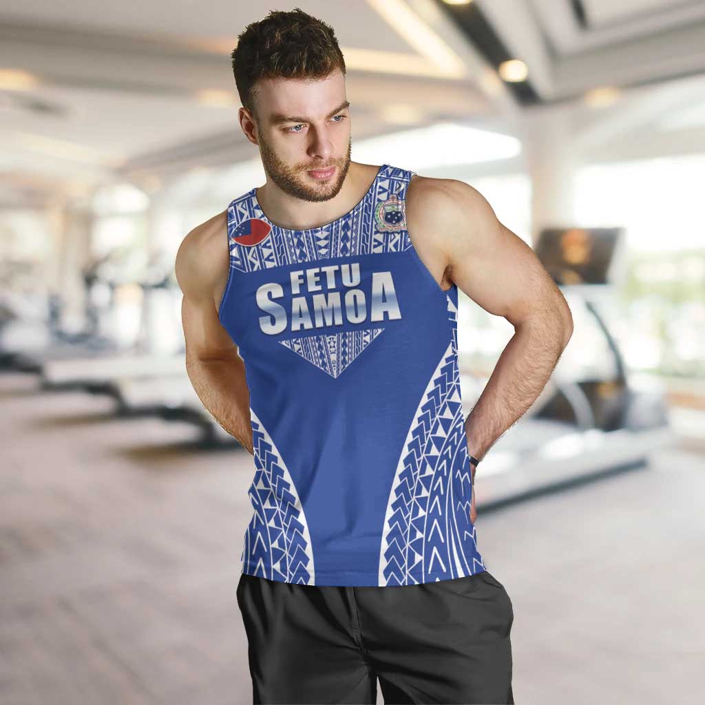 Fetu Samoa Rugby Custom Men Tank Top Go Champions LT05 Blue - Polynesian Pride