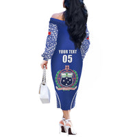 Fetu Samoa Rugby Custom Off The Shoulder Long Sleeve Dress Go Champions LT05 - Polynesian Pride