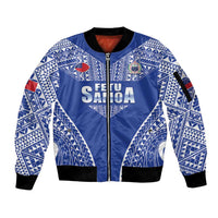 Fetu Samoa Rugby Custom Sleeve Zip Bomber Jacket Go Champions LT05 Unisex Blue - Polynesian Pride