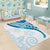 Blue Polynesian Tribal Turtle Floral Pattern Area Rug