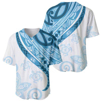 Blue Polynesian Tribal Turtle Floral Pattern Baseball Jersey LT05 - Polynesian Pride