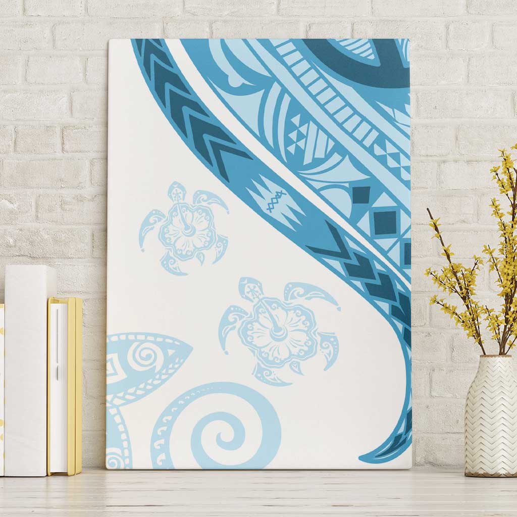 Blue Polynesian Tribal Turtle Floral Pattern Canvas Wall Art LT05 Without Frame Blue - Polynesian Pride