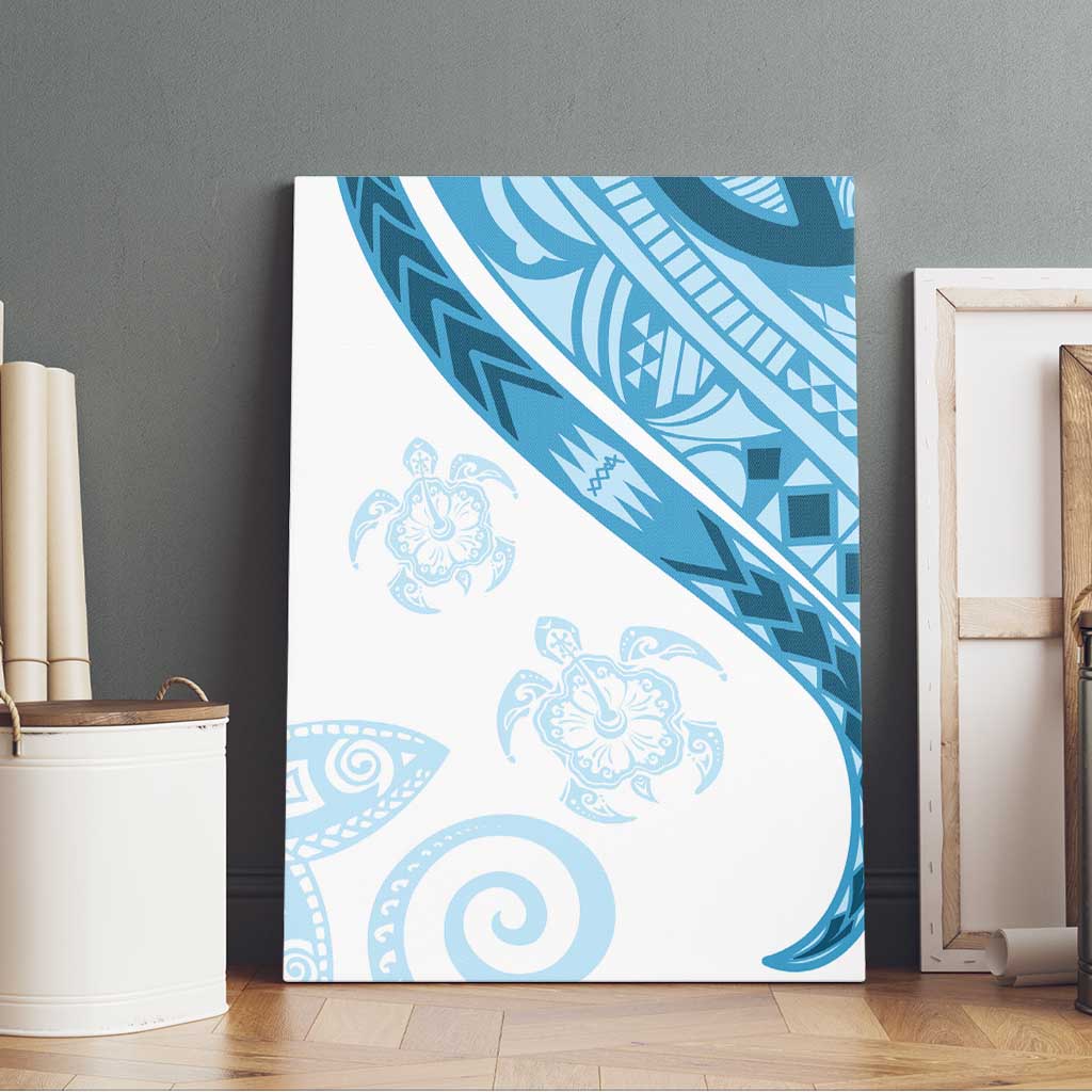 Blue Polynesian Tribal Turtle Floral Pattern Canvas Wall Art LT05 - Polynesian Pride