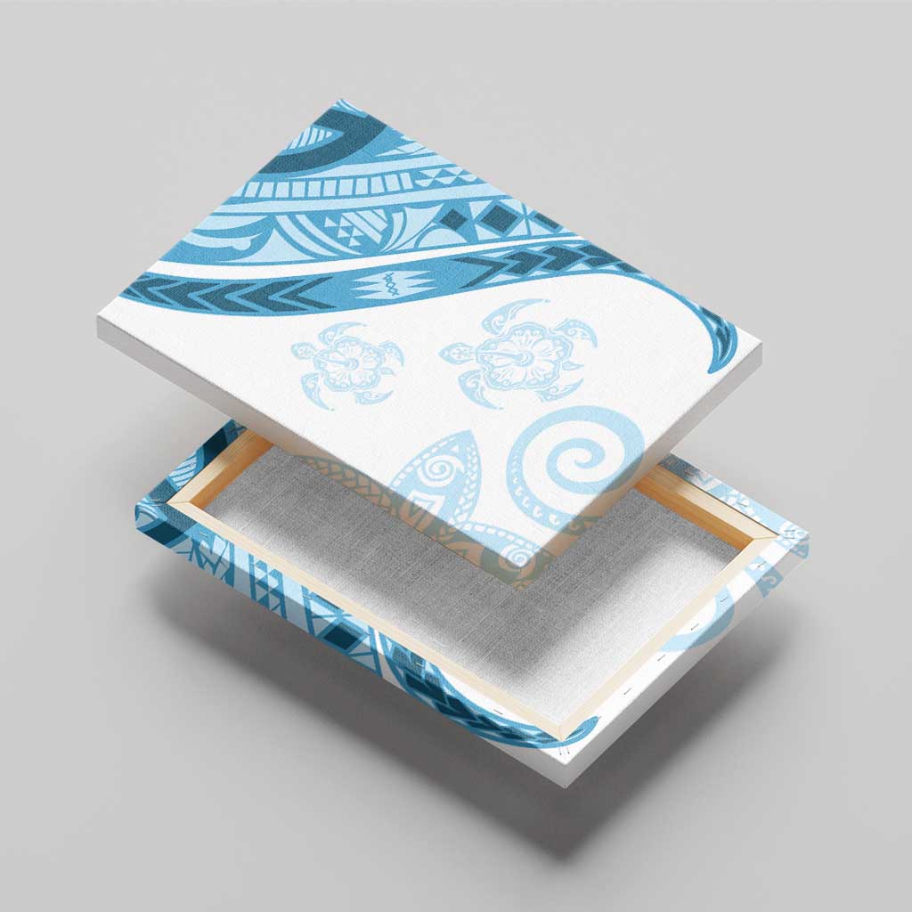 Blue Polynesian Tribal Turtle Floral Pattern Canvas Wall Art LT05 - Polynesian Pride