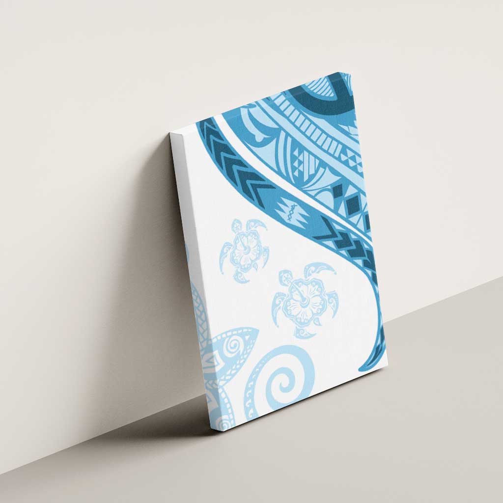Blue Polynesian Tribal Turtle Floral Pattern Canvas Wall Art LT05 - Polynesian Pride