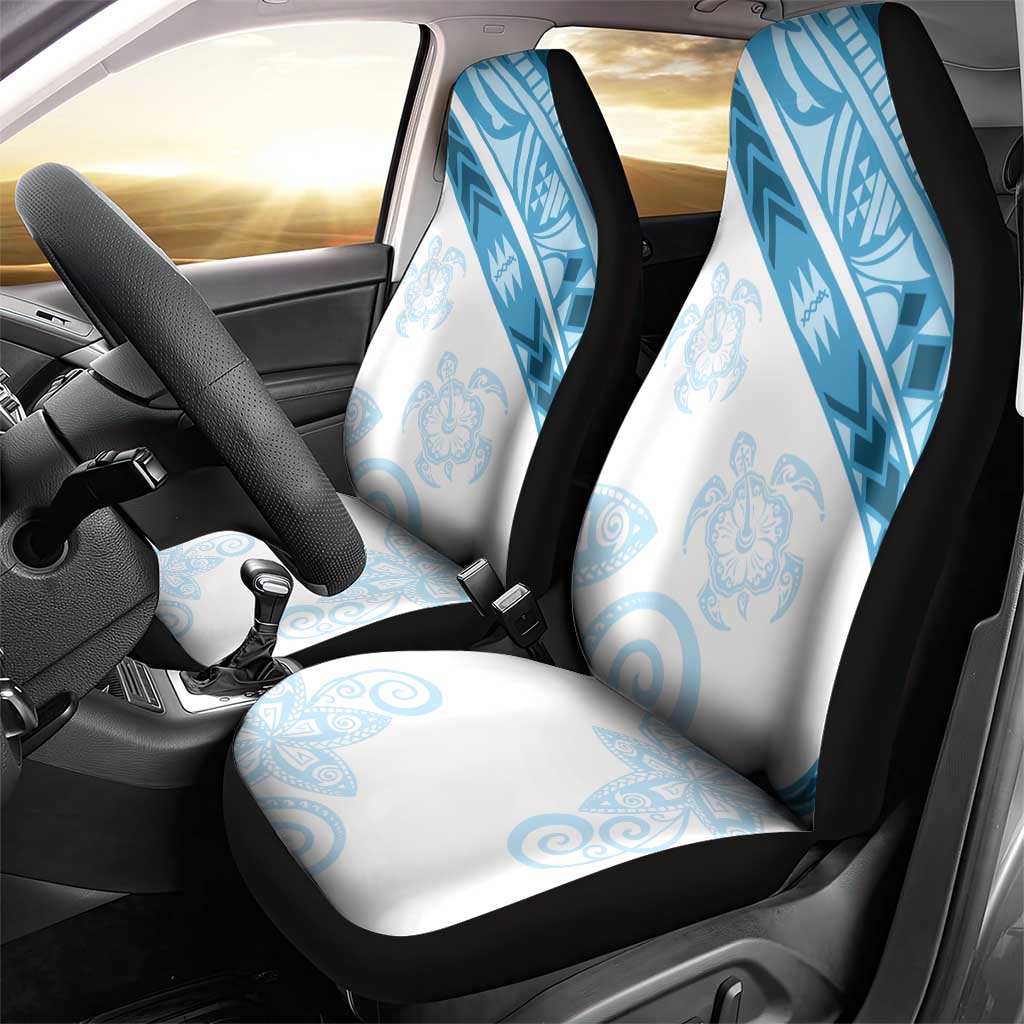 Blue Polynesian Tribal Turtle Floral Pattern Car Seat Cover LT05 - Polynesian Pride