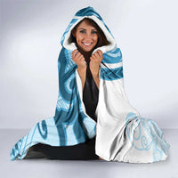 Blue Polynesian Tribal Turtle Floral Pattern Hooded Blanket LT05 - Polynesian Pride