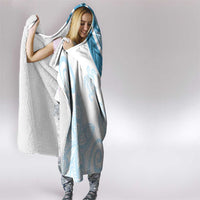 Blue Polynesian Tribal Turtle Floral Pattern Hooded Blanket LT05 - Polynesian Pride