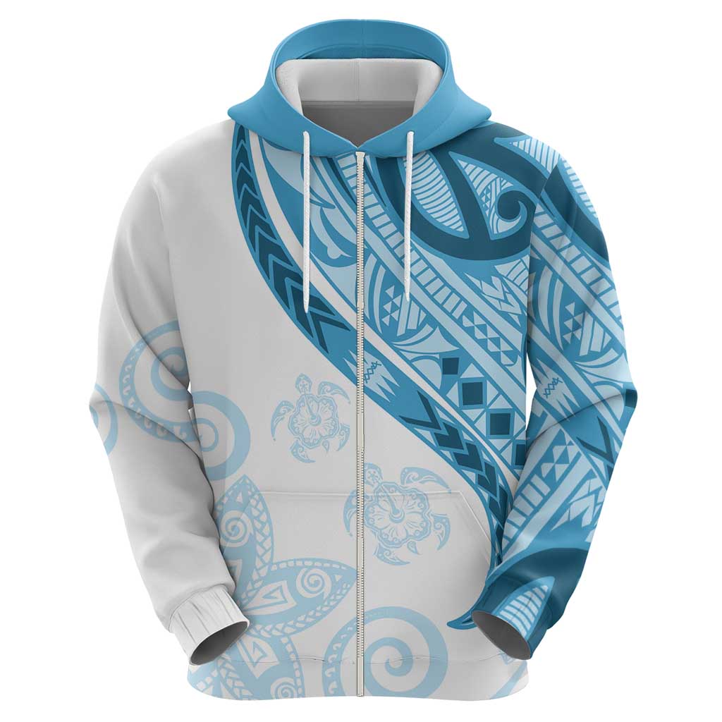 Blue Polynesian Tribal Turtle Floral Pattern Hoodie LT05 - Polynesian Pride