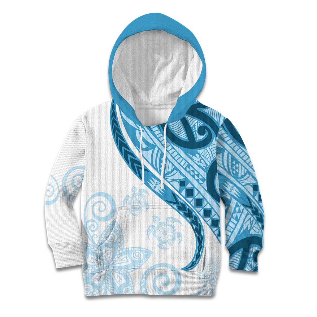 Blue Polynesian Tribal Turtle Floral Pattern Kid Hoodie LT05 Hoodie Blue - Polynesian Pride