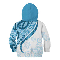 Blue Polynesian Tribal Turtle Floral Pattern Kid Hoodie LT05 - Polynesian Pride