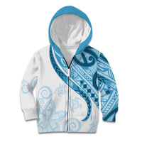 Blue Polynesian Tribal Turtle Floral Pattern Kid Hoodie LT05 Zip Hoodie Blue - Polynesian Pride
