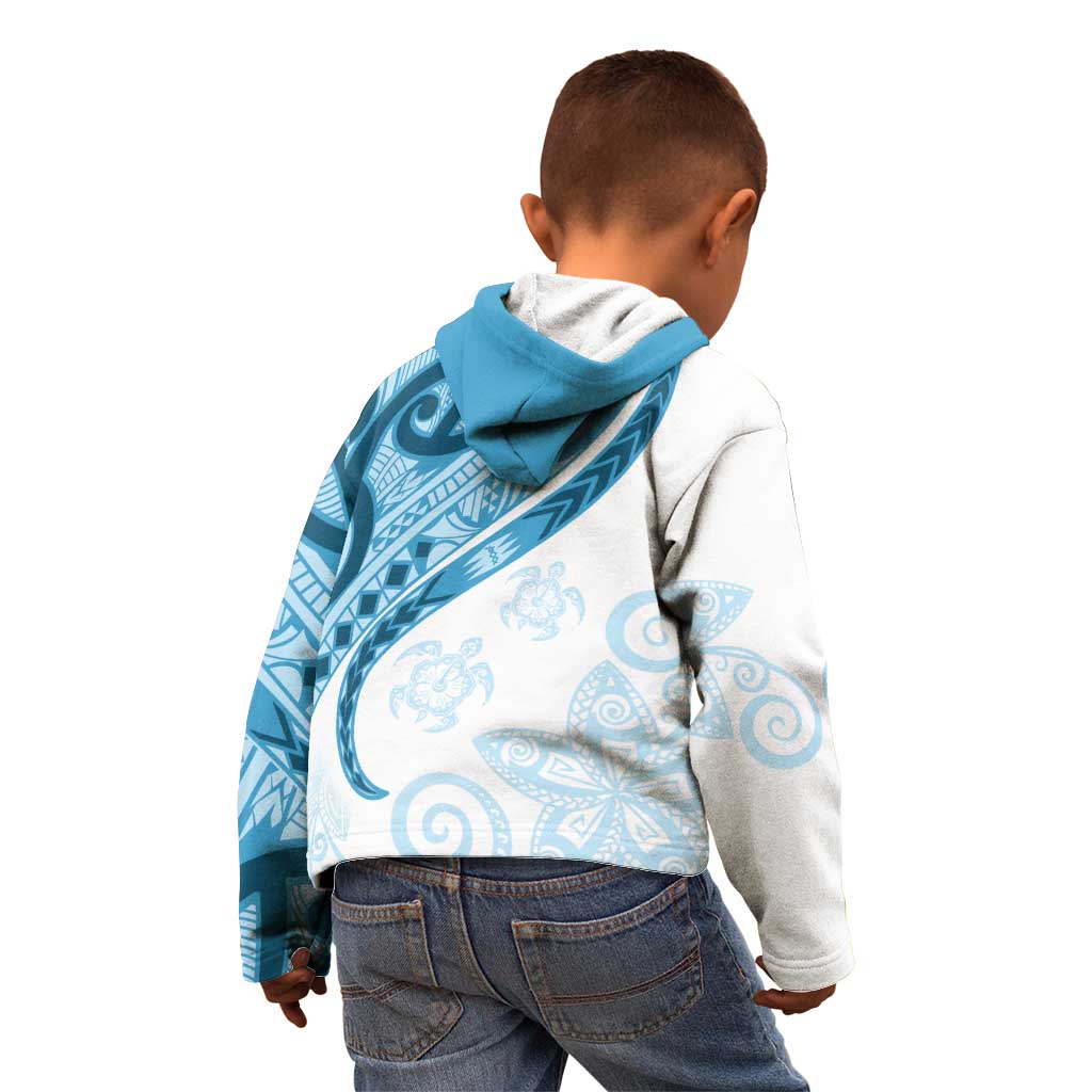 Blue Polynesian Tribal Turtle Floral Pattern Kid Hoodie LT05 - Polynesian Pride
