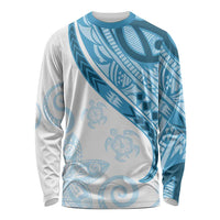 Blue Polynesian Tribal Turtle Floral Pattern Long Sleeve Shirt LT05 Unisex Blue - Polynesian Pride