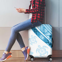 Blue Polynesian Tribal Turtle Floral Pattern Luggage Cover LT05 - Polynesian Pride