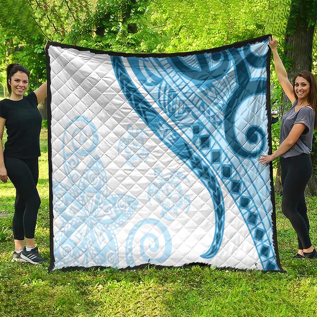 Blue Polynesian Tribal Turtle Floral Pattern Quilt LT05 - Polynesian Pride