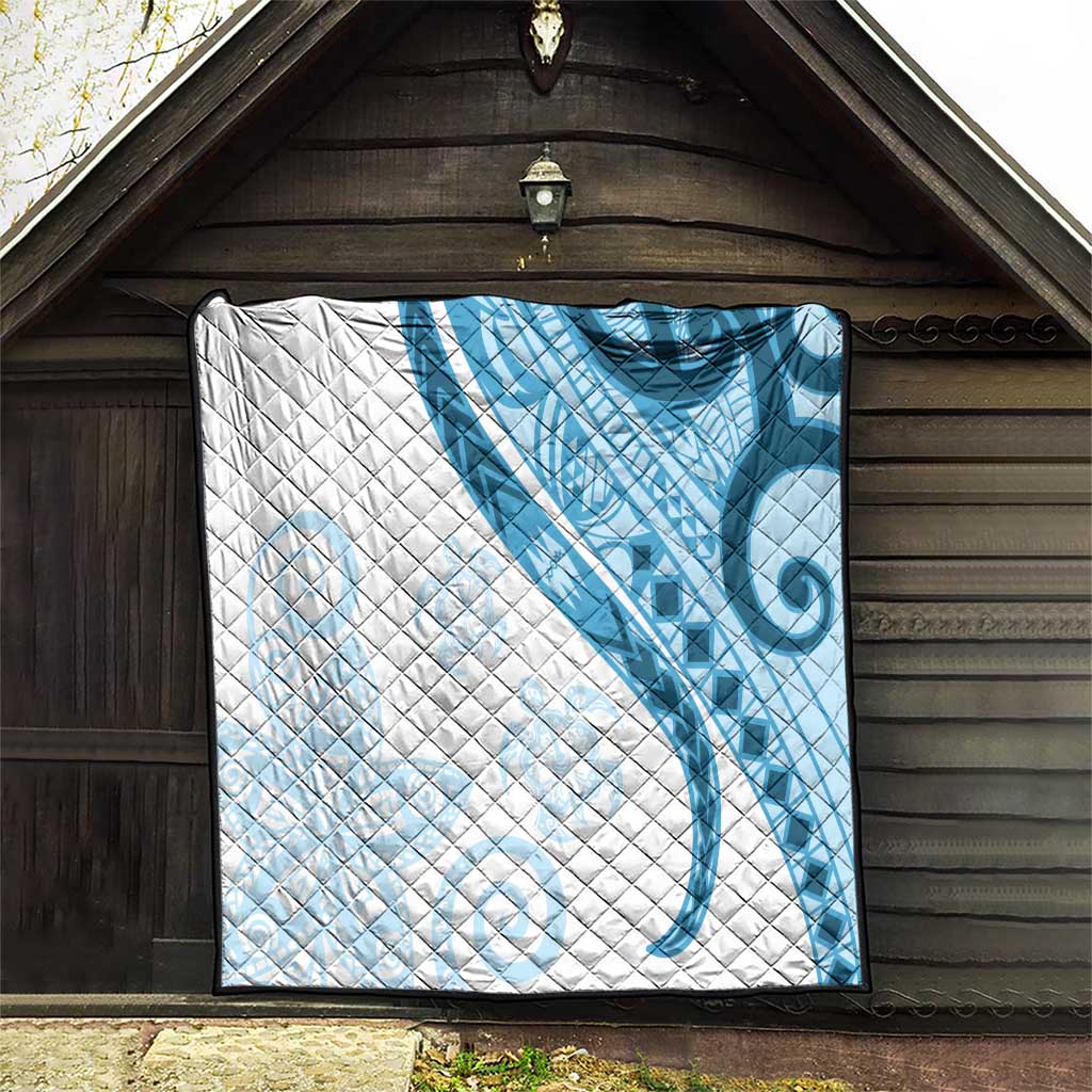 Blue Polynesian Tribal Turtle Floral Pattern Quilt LT05 - Polynesian Pride