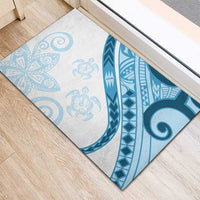 Blue Polynesian Tribal Turtle Floral Pattern Rubber Doormat LT05 - Polynesian Pride
