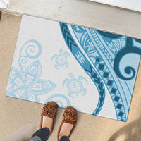 Blue Polynesian Tribal Turtle Floral Pattern Rubber Doormat LT05 - Polynesian Pride