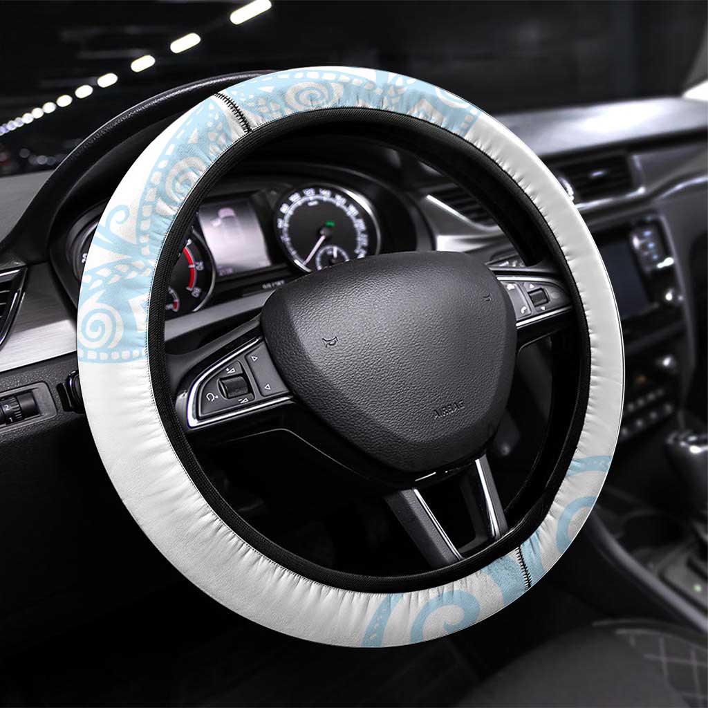 Blue Polynesian Tribal Turtle Floral Pattern Steering Wheel Cover LT05 Universal Fit Blue - Polynesian Pride
