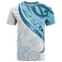 Blue Polynesian Tribal Turtle Floral Pattern T Shirt LT05 Blue - Polynesian Pride