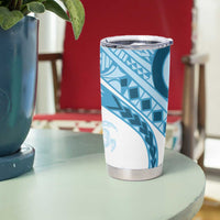 Blue Polynesian Tribal Turtle Floral Pattern Tumbler Cup LT05 - Polynesian Pride