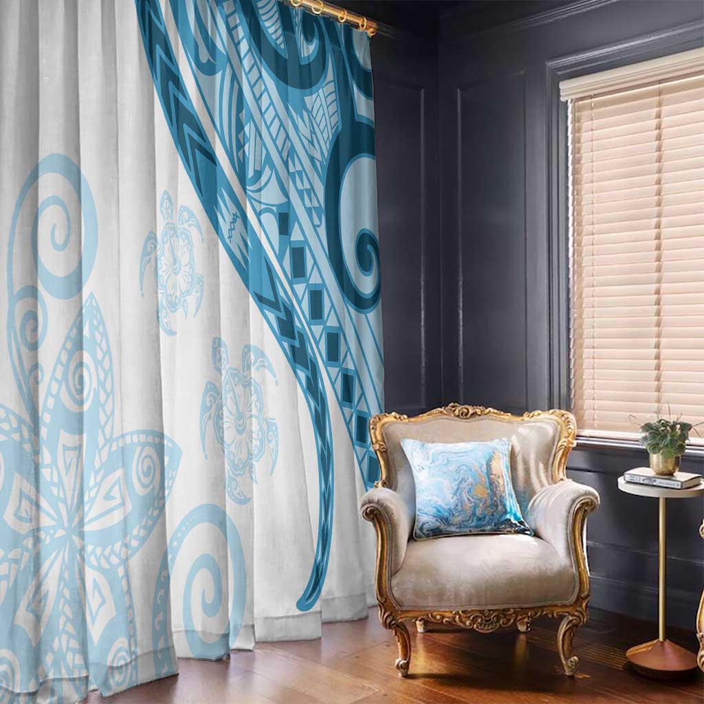 Blue Polynesian Tribal Turtle Floral Pattern Window Curtain LT05 - Polynesian Pride