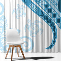Blue Polynesian Tribal Turtle Floral Pattern Window Curtain LT05 - Polynesian Pride