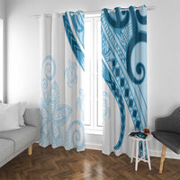 Blue Polynesian Tribal Turtle Floral Pattern Window Curtain LT05 With Grommets Blue - Polynesian Pride
