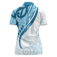 Blue Polynesian Tribal Turtle Floral Pattern Women Polo Shirt LT05 - Polynesian Pride
