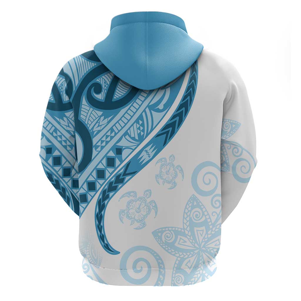 Blue Polynesian Tribal Turtle Floral Pattern Zip Hoodie LT05 - Polynesian Pride