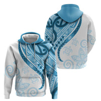 Blue Polynesian Tribal Turtle Floral Pattern Zip Hoodie LT05 - Polynesian Pride