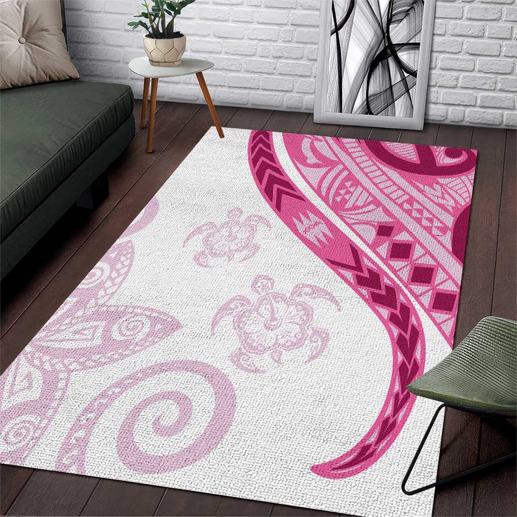 Rose Pink Polynesian Tribal Turtle Floral Pattern Area Rug LT05 Pink - Polynesian Pride