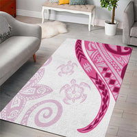 Rose Pink Polynesian Tribal Turtle Floral Pattern Area Rug LT05 - Polynesian Pride