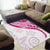 Rose Pink Polynesian Tribal Turtle Floral Pattern Area Rug