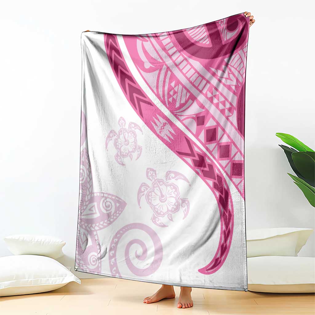Rose Pink Polynesian Tribal Turtle Floral Pattern Blanket LT05 - Polynesian Pride
