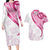 Rose Pink Polynesian Tribal Turtle Floral Pattern Couples Matching Long Sleeve Bodycon Dress and Hawaiian Shirt