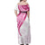 Rose Pink Polynesian Tribal Turtle Floral Pattern Family Matching Off Shoulder Maxi Dress and Hawaiian Shirt