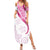 Rose Pink Polynesian Tribal Turtle Floral Pattern Family Matching Summer Maxi Dress and Hawaiian Shirt