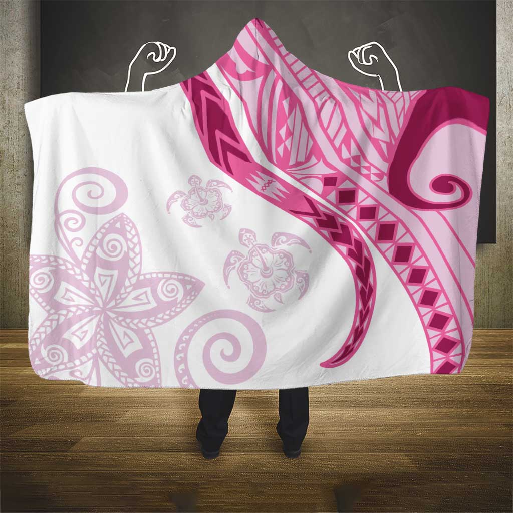 Rose Pink Polynesian Tribal Turtle Floral Pattern Hooded Blanket LT05 - Polynesian Pride