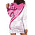 Rose Pink Polynesian Tribal Turtle Floral Pattern Hoodie Dress