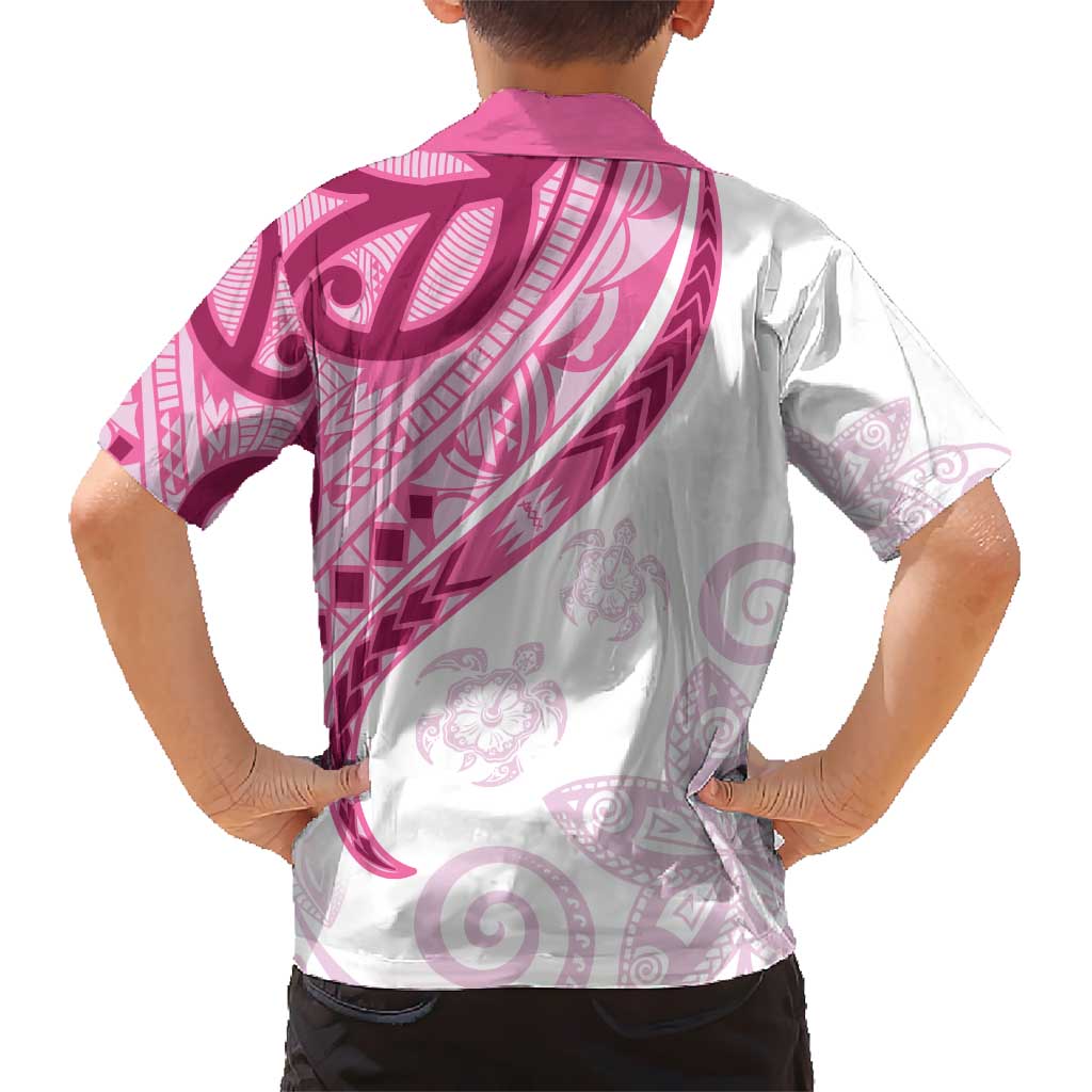 Rose Pink Polynesian Tribal Turtle Floral Pattern Kid Hawaiian Shirt LT05 - Polynesian Pride